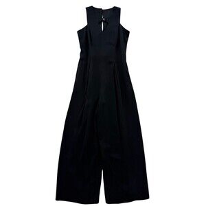 Vintage 90s Minimalist Classy Caché Black Wide Leg Halter Jumpsuit
